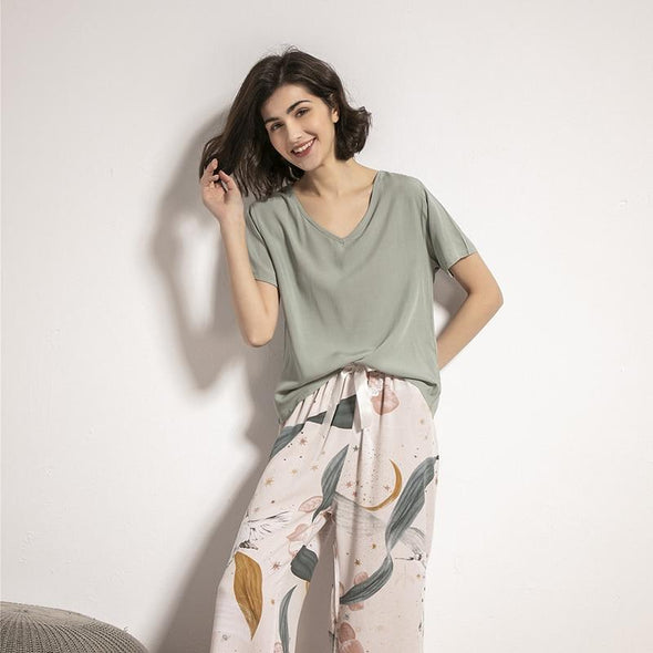 Dahlia Floral Pajamas in Gray