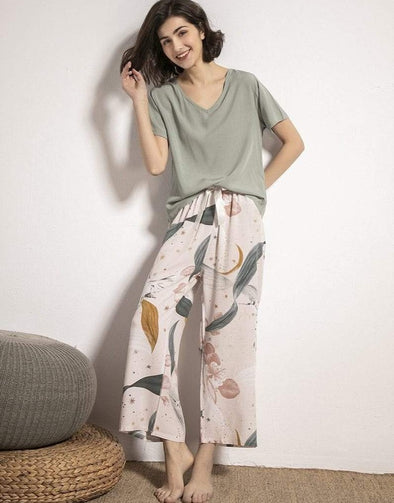 Dahlia Floral Pajamas in Gray